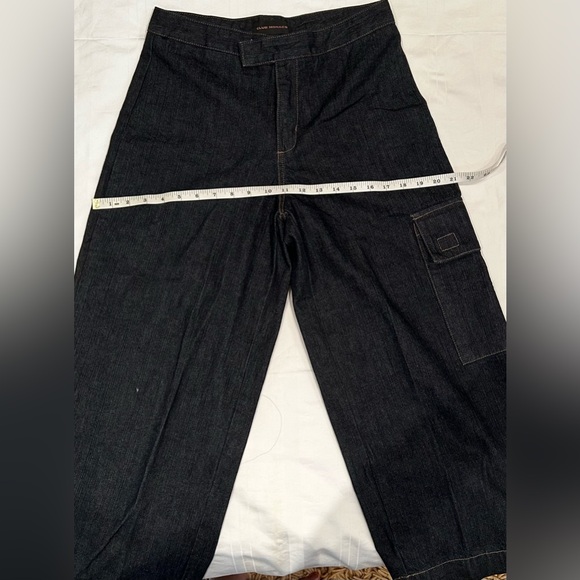 NWOT Vintage CLUB MONACO Women's Blue Dark Wash Wide Leg Cargo Crop Jeans Sz 8 - Picture 5 of 12